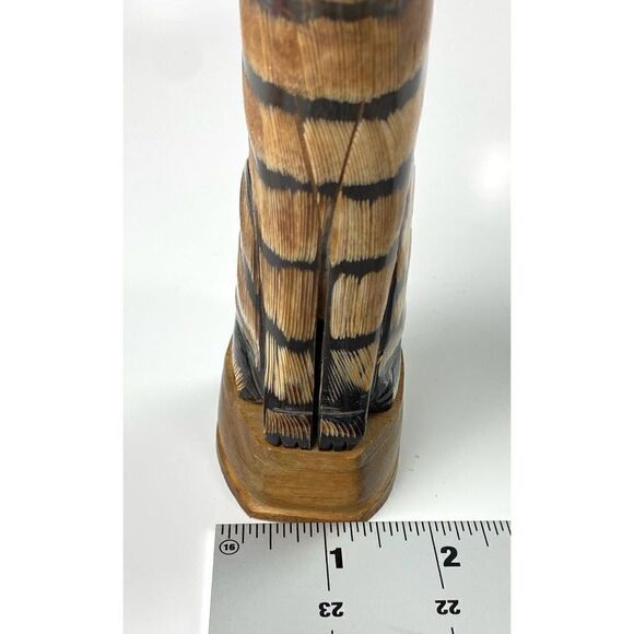 Carved Wooden Striped Cat Figurine Made in Thailand 7 in Tall Brown Black Unique - Picture 7 of 9